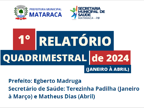 1º RELATÓRIO QUADRIMESTRAL DA SAÚDE 2024